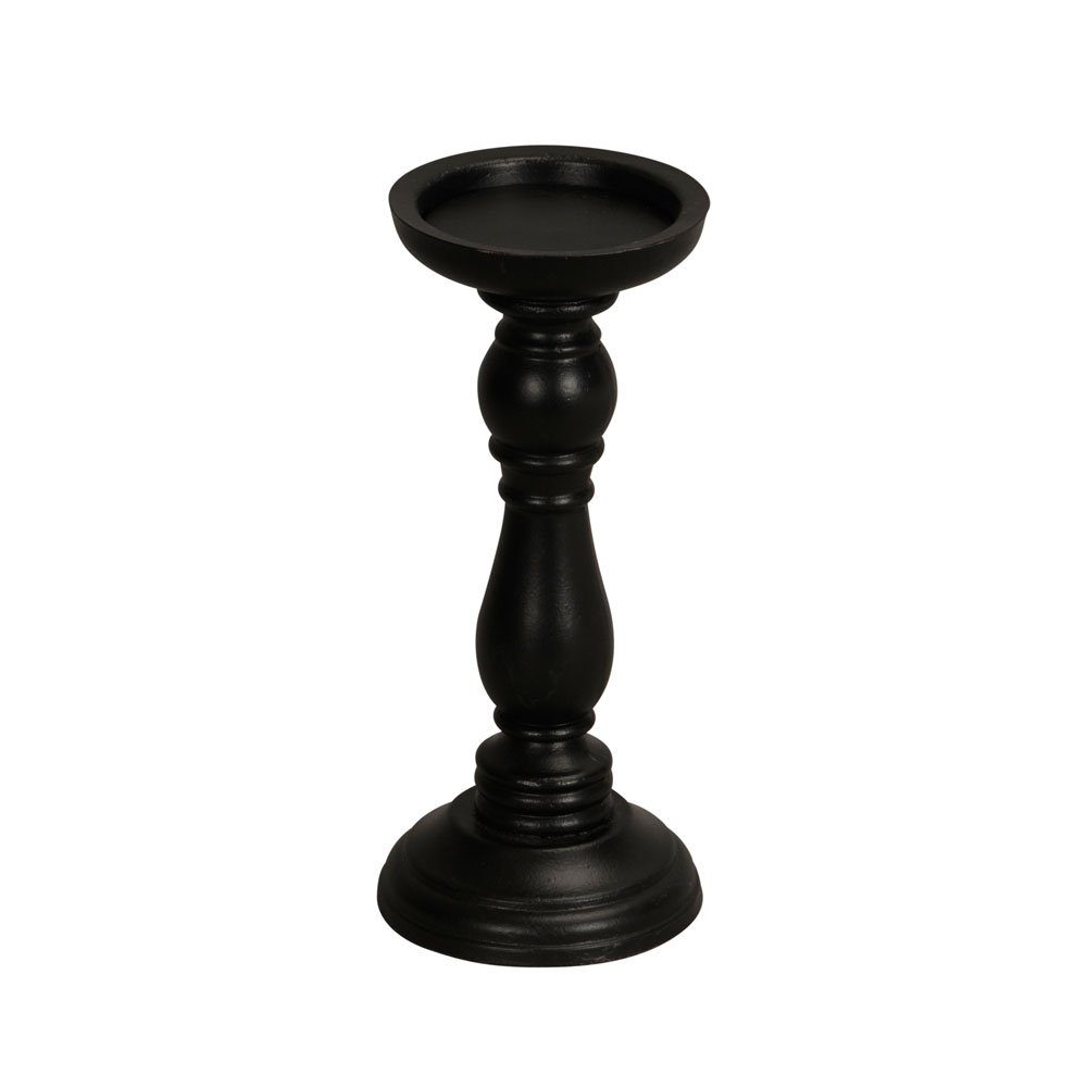 Kerzenhalter Kerzenhalter DARK schwarz aus Holz H24cm für Stumpenkerzen Kerzenständ