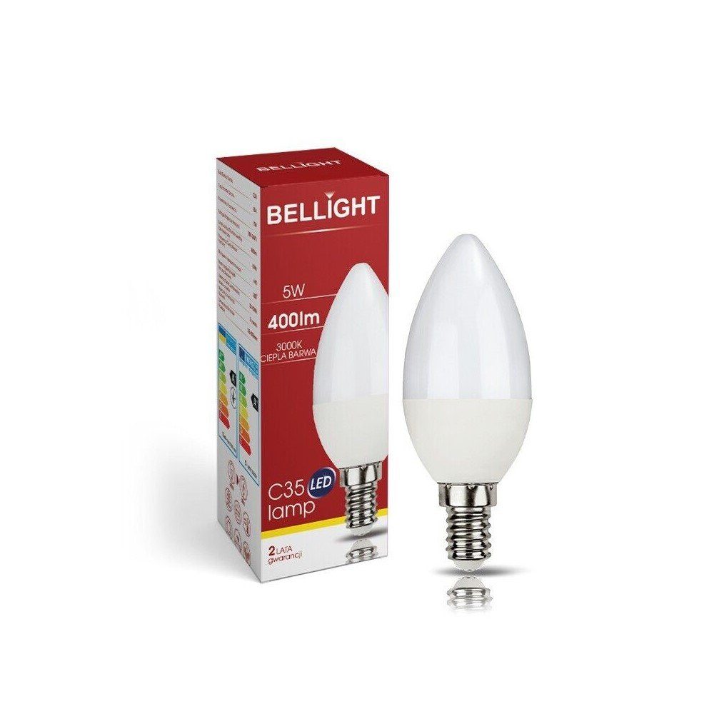 Bellight LED-Leuchtmittel LED E14 C35 Kerzenform 5W = 40W 230V 400lm 360° Warmweiß 3000K, E14, WArmweiß