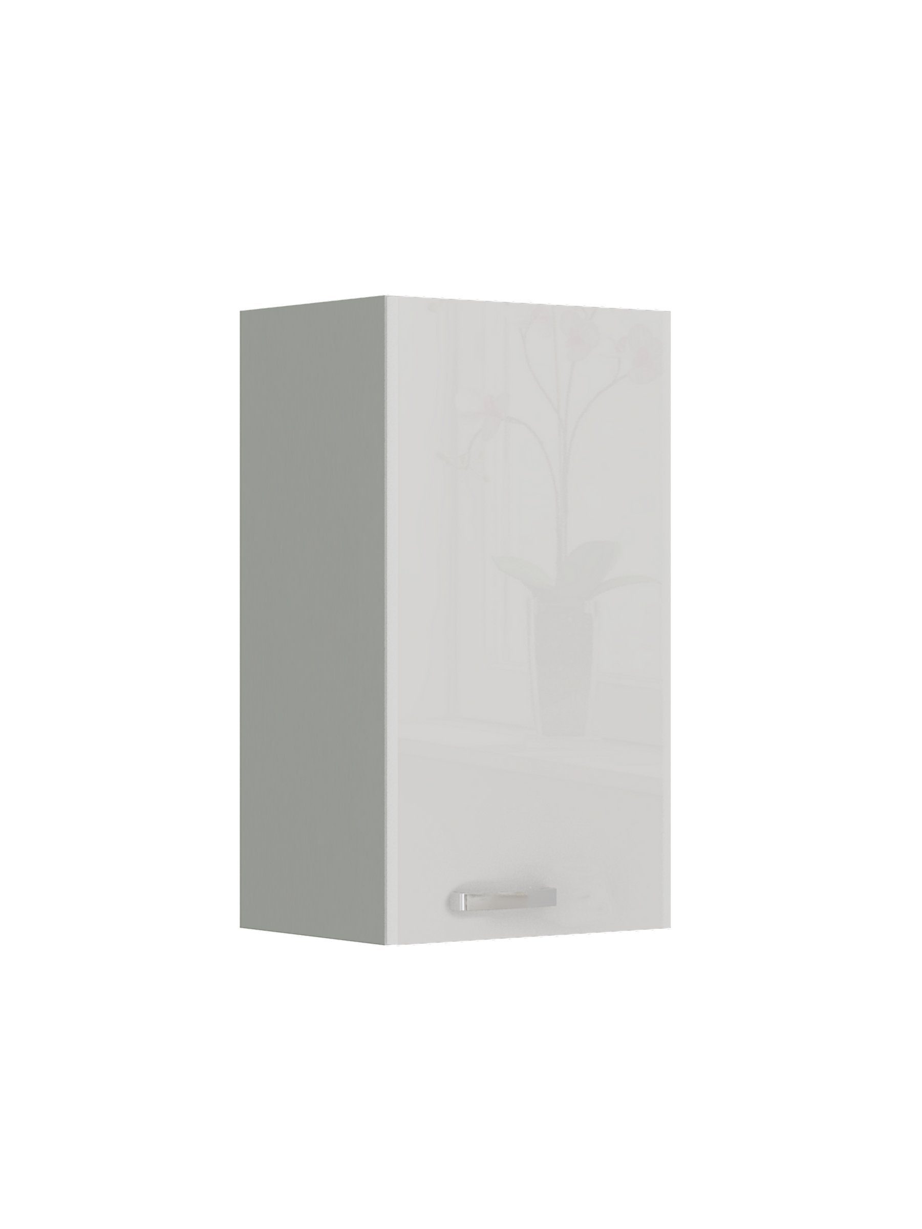 45 cm Küche Weiß Küchenblock + Hochglanz Bianca Hängeschrank Grau Küchenzeile Küchen-Preisbombe