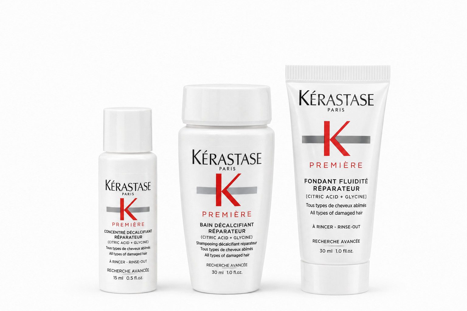 Kérastase Haarpflege-Set Première Luxus-Pflegeset zum Testen, 3-tlg., Reparierende Haarpflege mit Citric Acid & Glycine