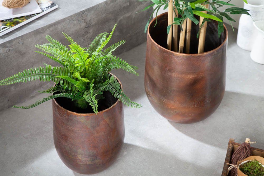 riess-ambiente Übertopf FLOWERS L 25cm kupfer geflammt (Set, 2 St), Metall günstig online kaufen