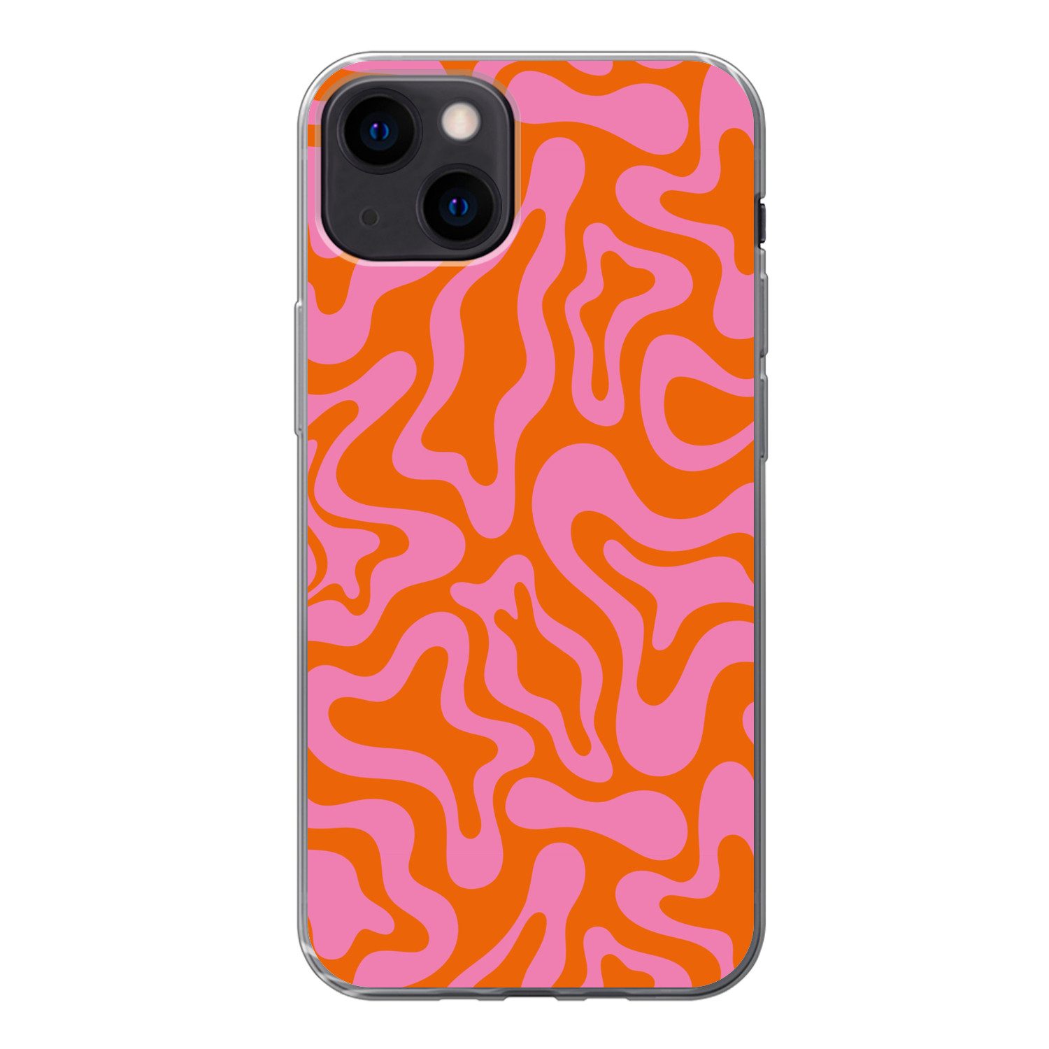 MuchoWow Handyhülle für Apple iPhone 13 Muster - Rosa - Orange - Abstrakt - Modern, Smartphone-Bumper, Print, Handy Schutzhülle Dünn