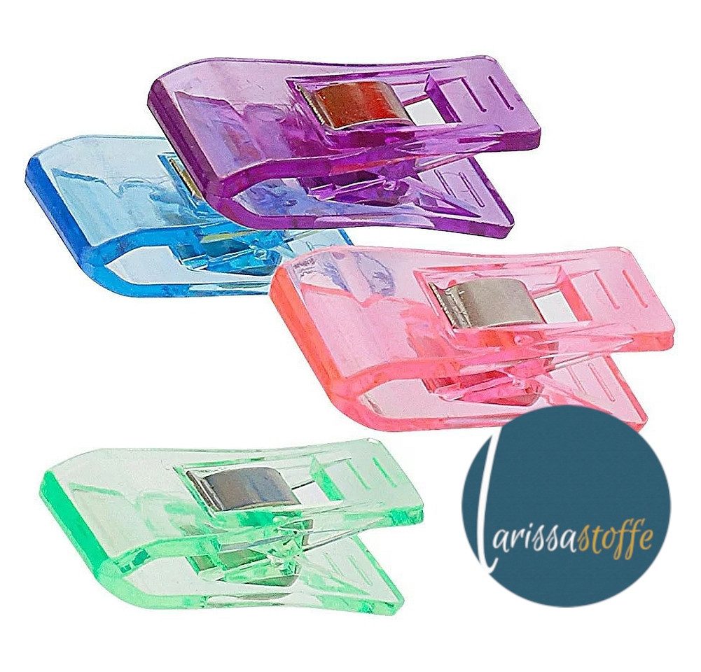 larissastoffe Stoffklammern 10 Stück Stoffklammern Stoffclips Clips, MITTEL, (Packung, 10-St., farblich sortiert), Ersetzen herkömmliche Stecknadeln