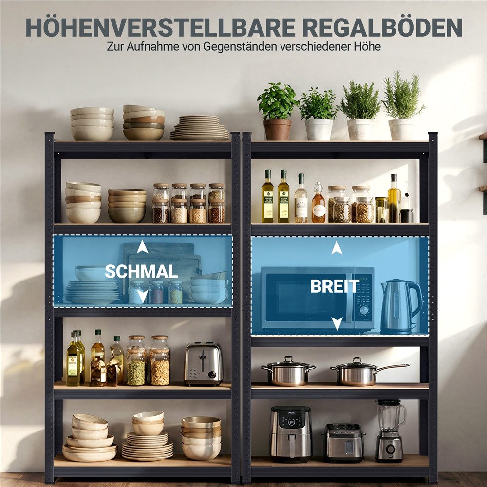 Yaheetech Standregal 5-Stufiges Lagerregal 90 x 40 x 180cm, mit verstellbaren Einlegeböden & flexibler Konfiguration – Bild 5 von 5
