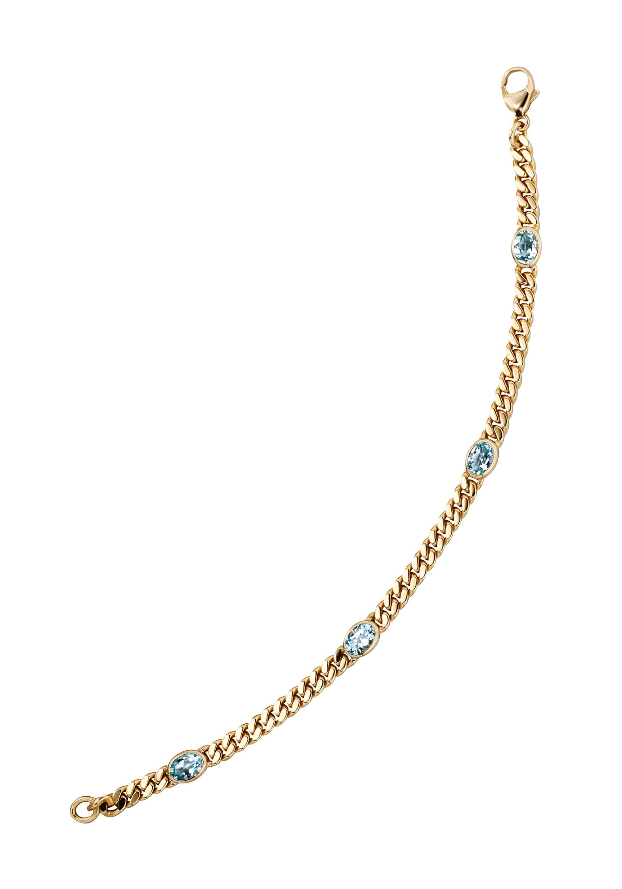 JOBO Goldarmband Armband mit Blautopas, 585 Gold massiv 19 cm