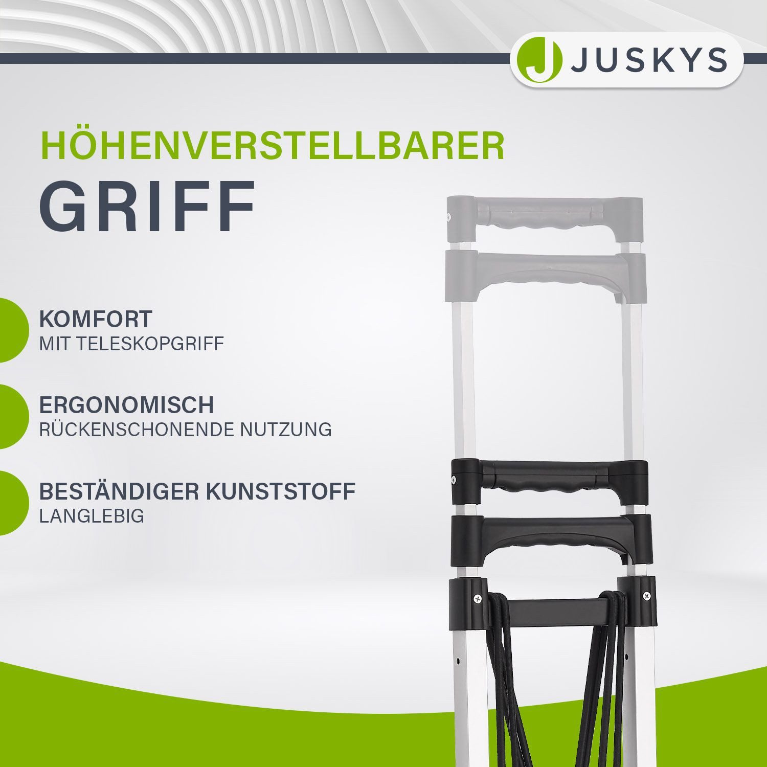 Juskys Treppensackkarre, Alu, bis 80 kg belastbar, klappbar, für Treppen, mit Seilen