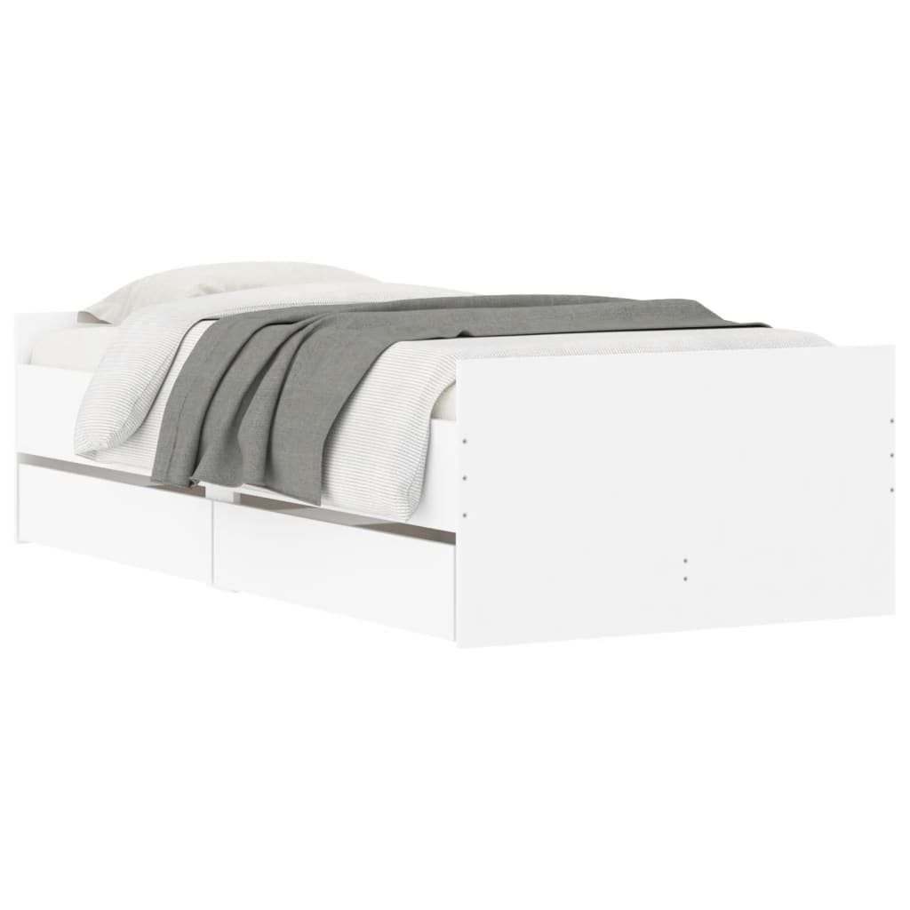vidaXL Bett Bettgestell mit Schubladen Weiß 100x200 cm