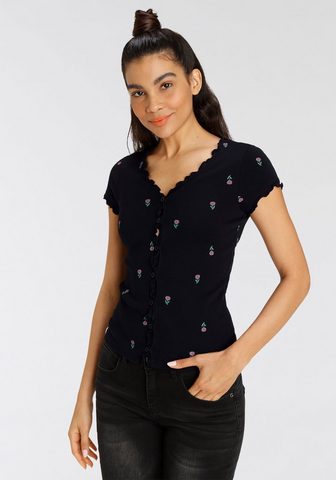 KangaROOS Kurzarmshirt su Knopfleiste ir filigra...