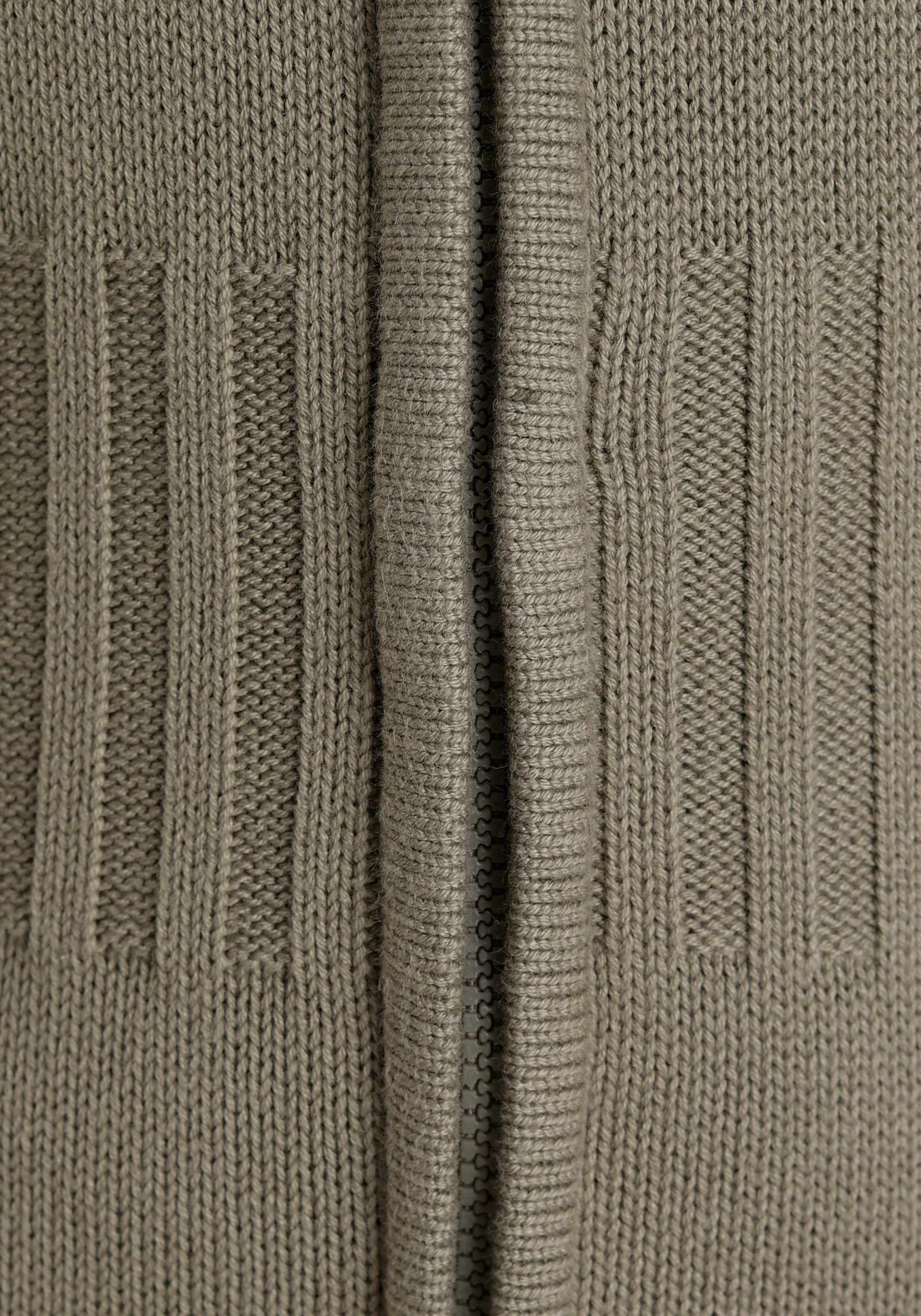 KangaROOS Kapuzenstrickjacke mit 2-Wege-Reißverschluss khaki