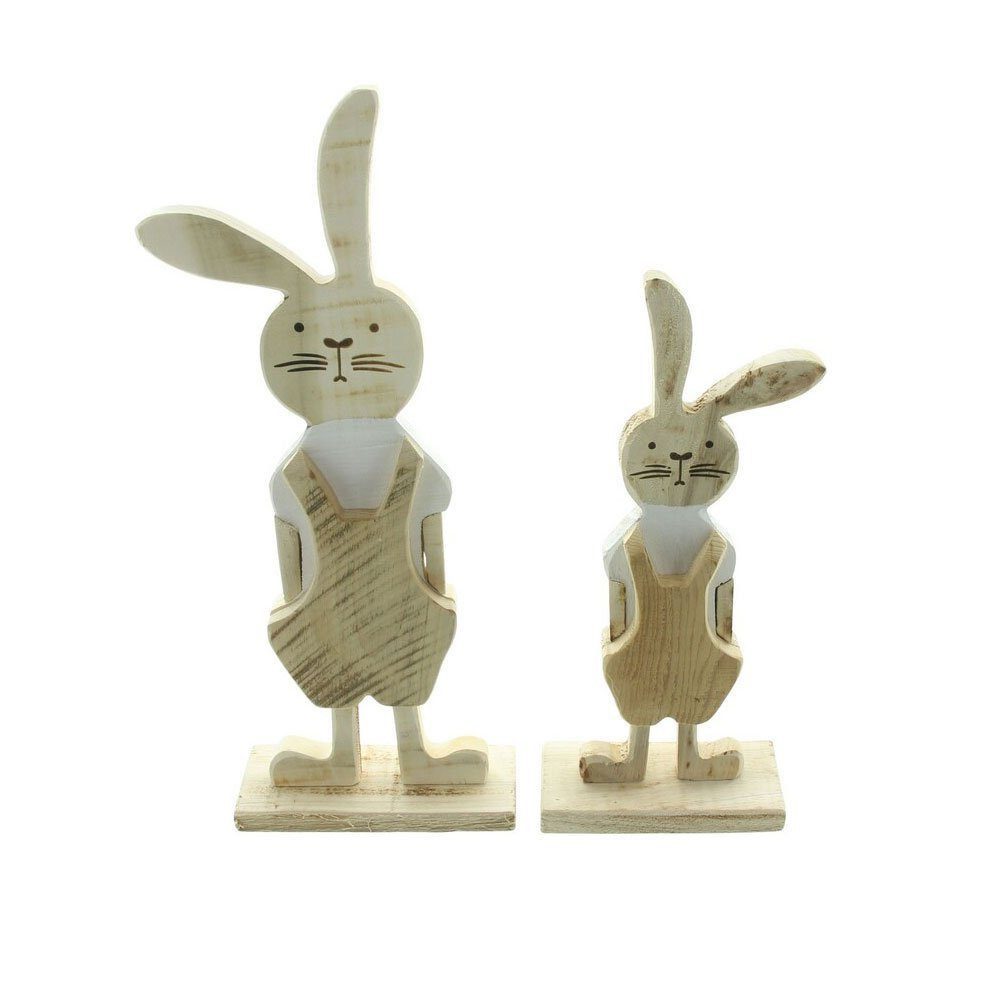 Osterhase Hase Osterhase Osterdeko Deko Oster Figur Holz Natur Hase 2er Set