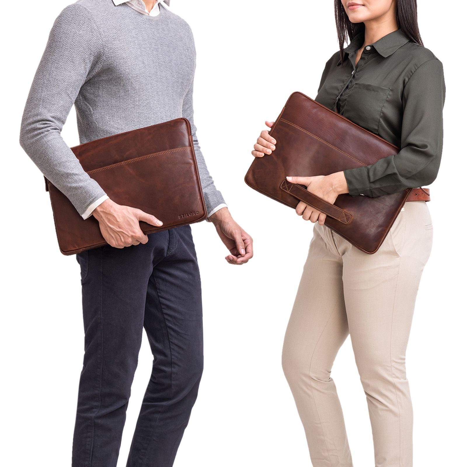 STILORD Laptop-Hülle "Murphy" Laptoptasche 15.6 Zoll Leder
