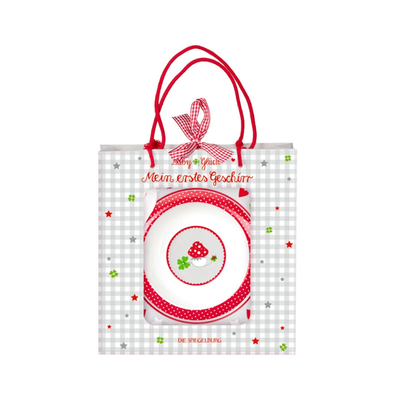 COPPENRATH DIE SPIEGELBURG Kinderbesteck Mein erstes Geschirr Baby Glück (3-tlg), Kunststoff, 1 Teller, 1 Schale, 1 Löffel in einer schönen Geschenkverpackung
