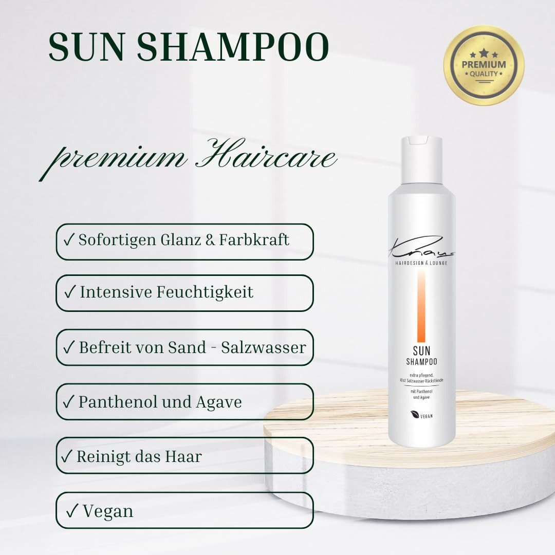 Knaus Hairdesign Haarshampoo After SUN Shampoo 2 Phasen Schutz und Regeneration mit UV-Schutz, Entfernt effektiv Salz- & Chlorwasser-Rückstände