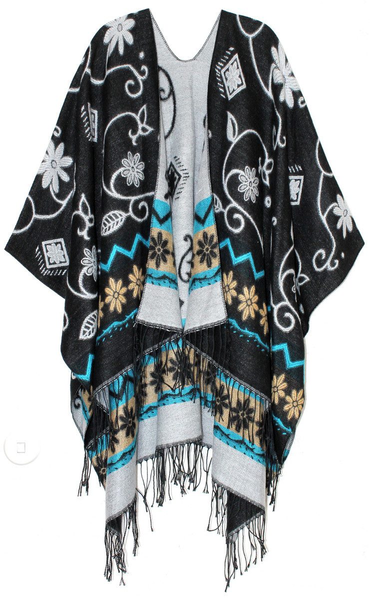 Poncho Damen Poncho mit Fransen – Wärmender Überwurf für Herbst und Winter