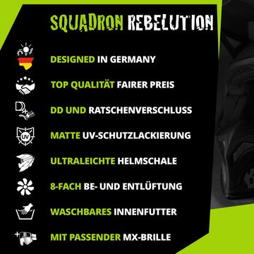 Broken Head Motocrosshelm Squadron Rebelution Grün-Gold (Mit MX-2 Brille Schwarz), Mit zwei Verschlüssen