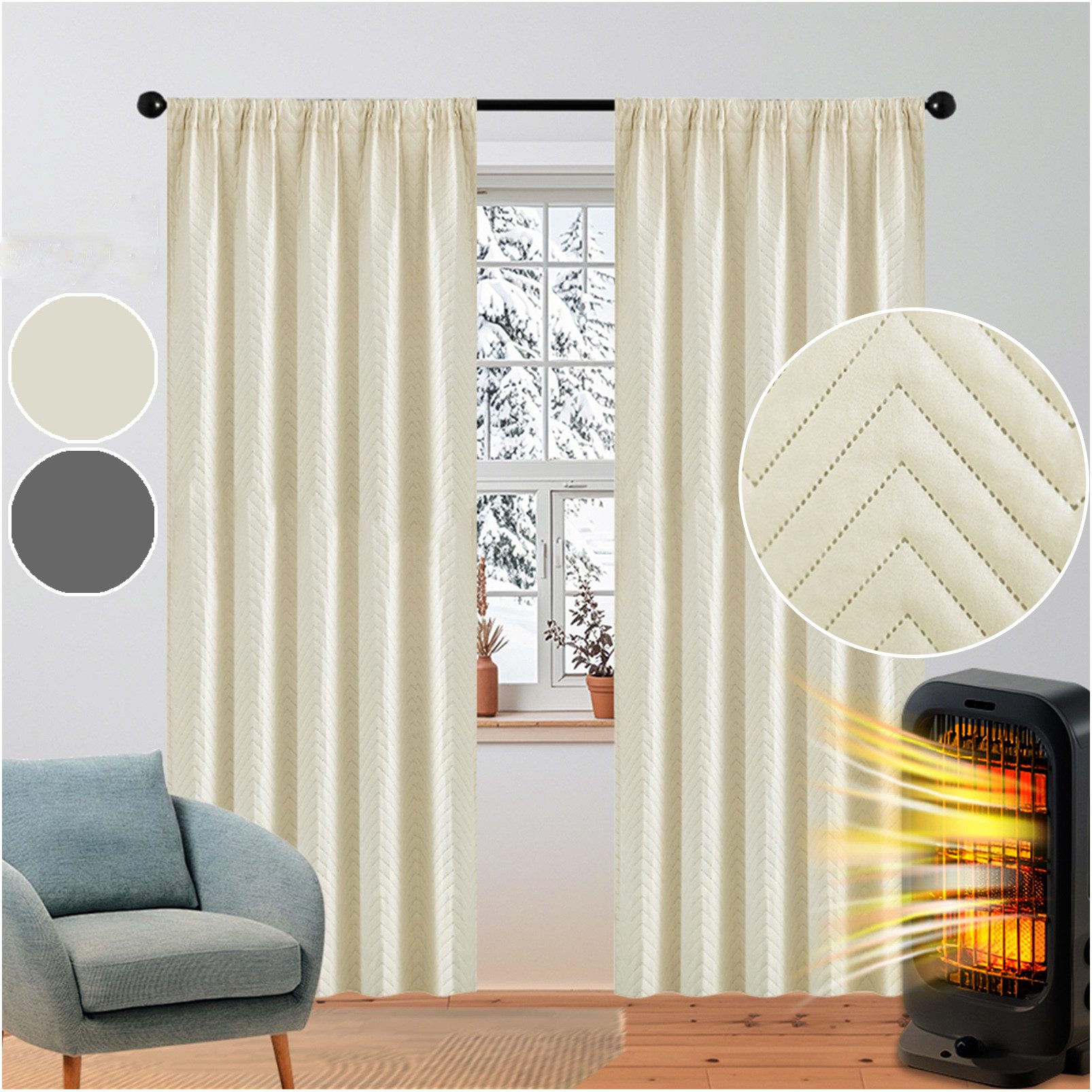 Sunicol Gardine 100% Blickdicht Wärmeisolierend Dicke günstig online kaufen