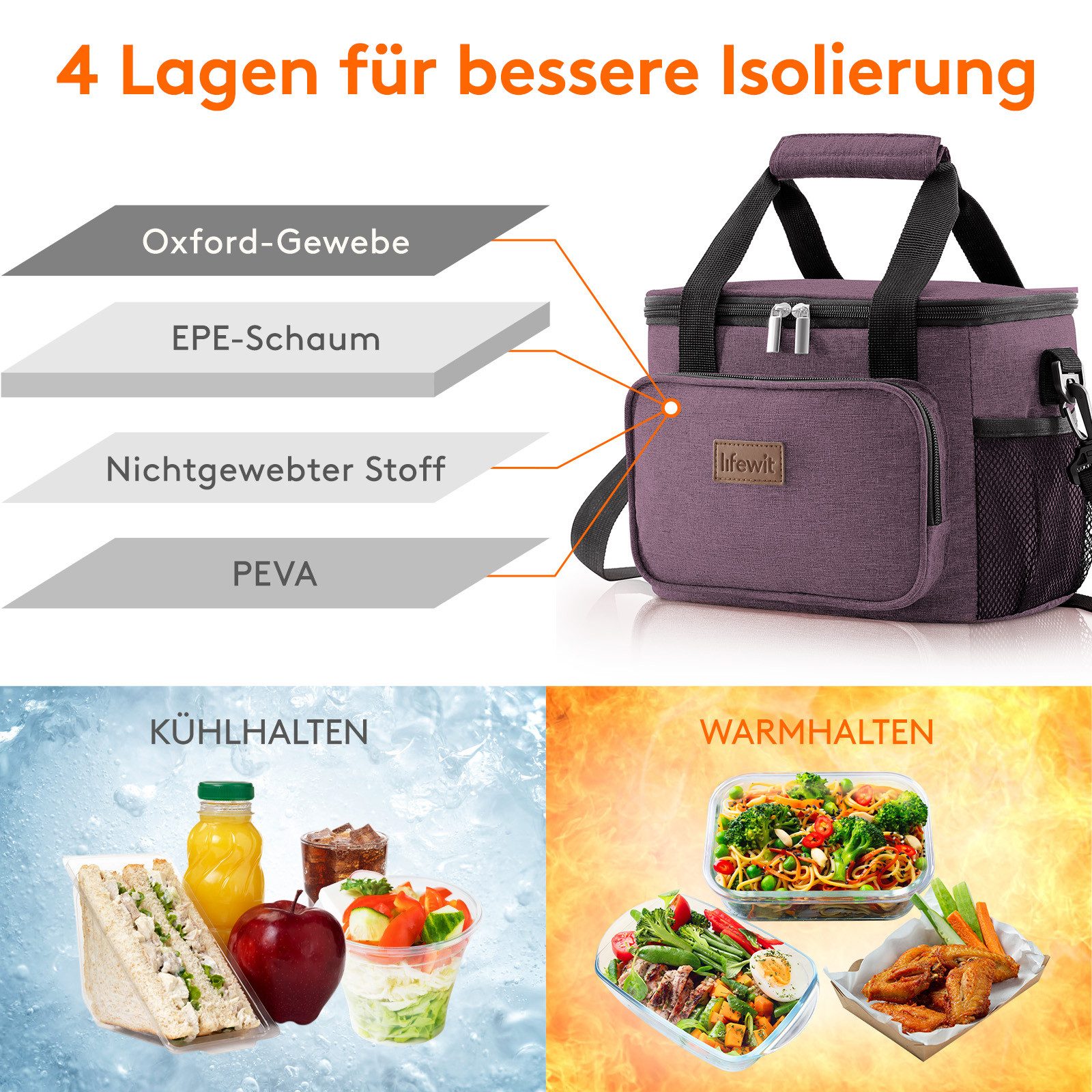 Lifewit Picknicktasche Kühltasche klein unterwegs, Isolierte Cooler Bag Lun günstig online kaufen