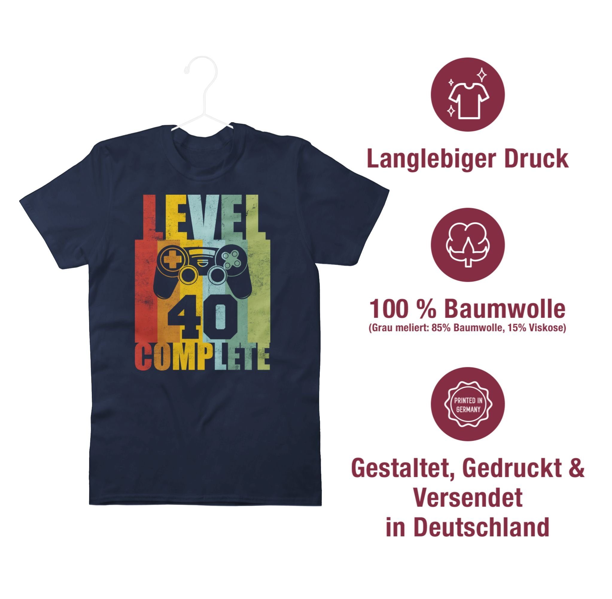 Shirtracer T-Shirt Level 40 complete Vintage 40. Geburtstag