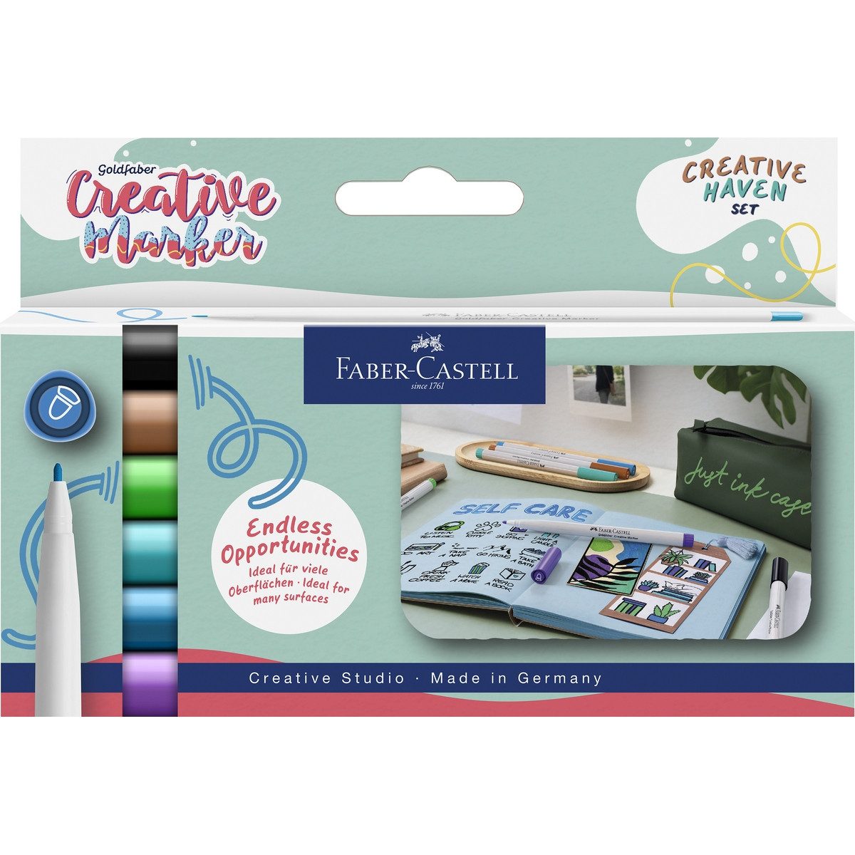 Faber-Castell Marker FABER-CASTELL Creative Marker Goldfaber 1,5mm Creative Haven 6 Stück
