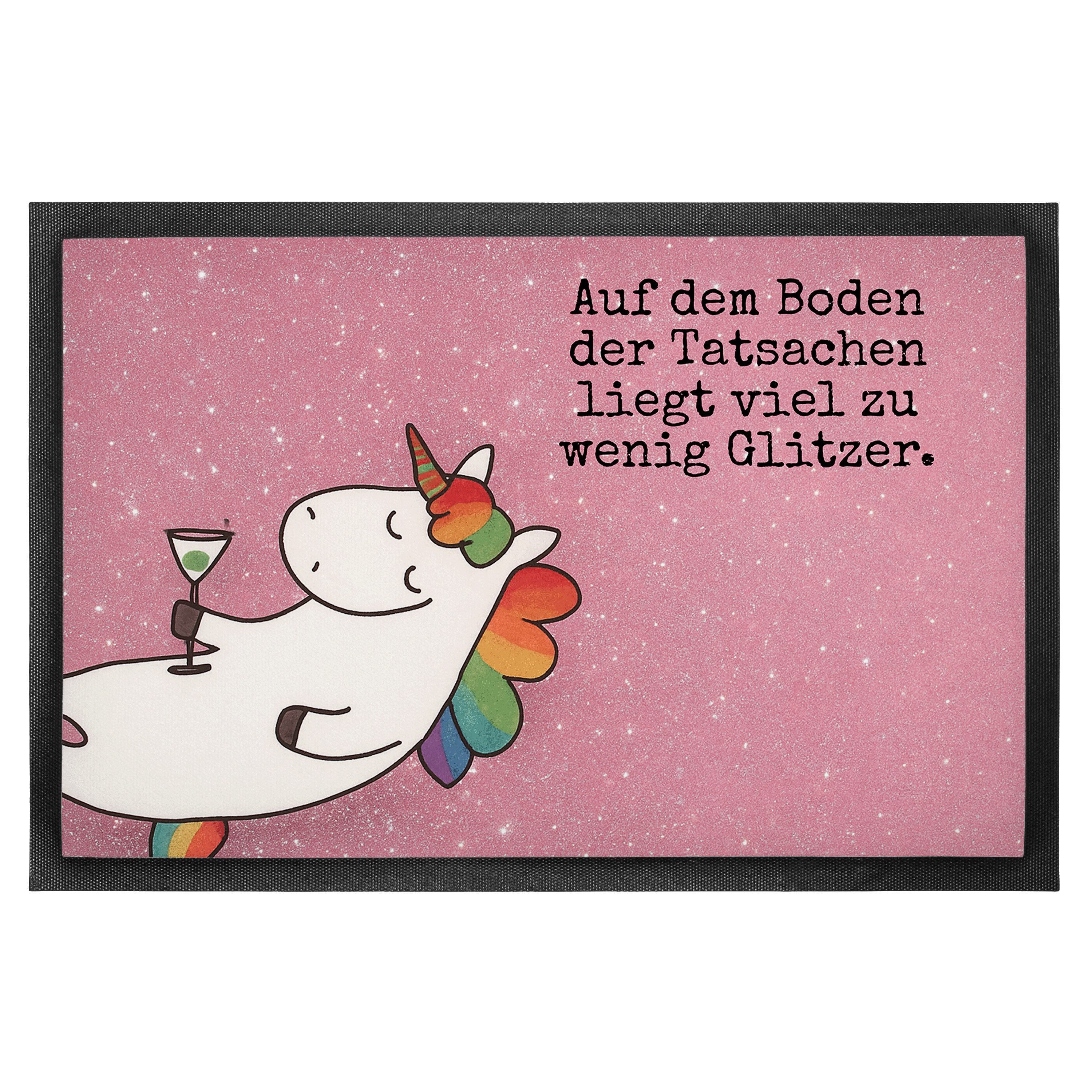 Mr. & Mrs. Panda Fußmatte Einhorn Cocktail Design, Fussmatte 50 x 75 cm, Weiß, Rum, Schmutzmatt, rechteckig, Höhe: 50 mm, Witzig Haustürmatte Sekt
