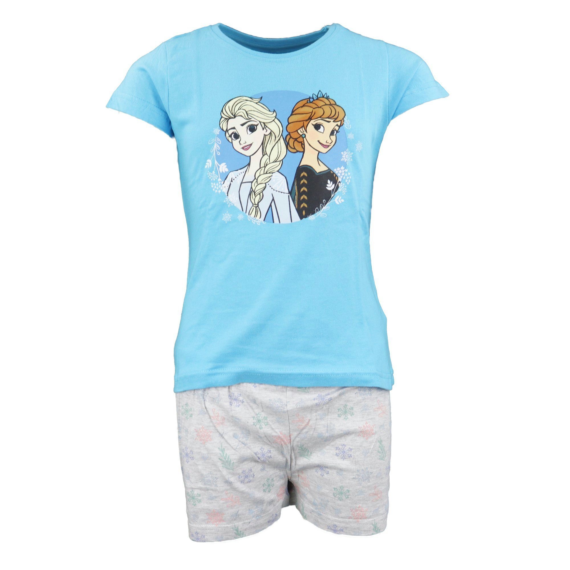 Disney Frozen Schlafanzug Die Eiskönigin Elsa und Anna Mädchen Kinder Pyjama Gr. 104 bis 134, Baumwolle Blau