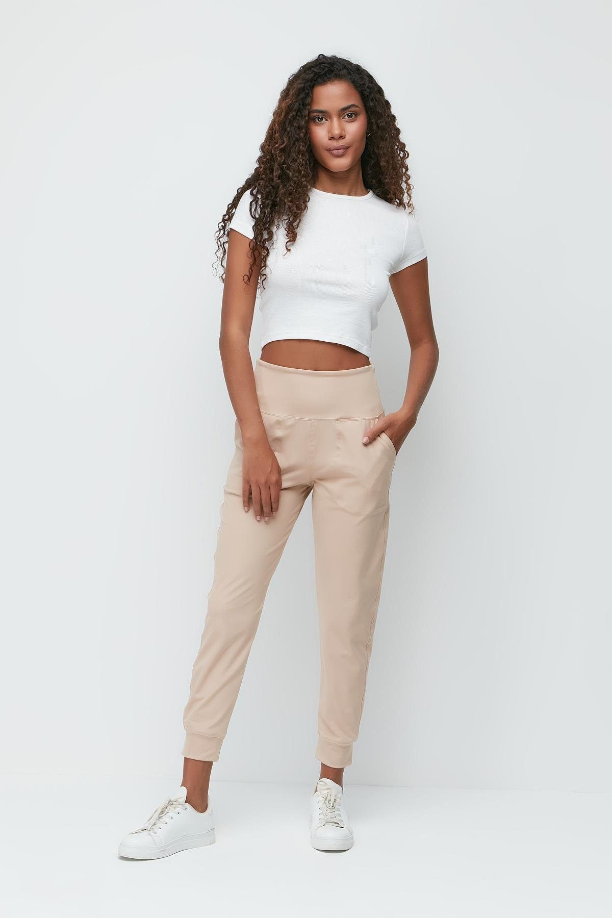 C&CITY Pyjamahose Hochtaillierte Jogger-Sweatpants mit Bündchen günstig online kaufen
