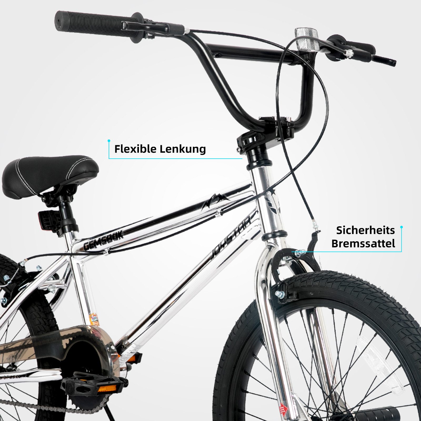 HILAND BMX-Rad BMX 20/24 Zoll Kinderfahrrad, Stahlrahmen, Stunt-Pegs, Doppelbremsen – Bild 5 von 5