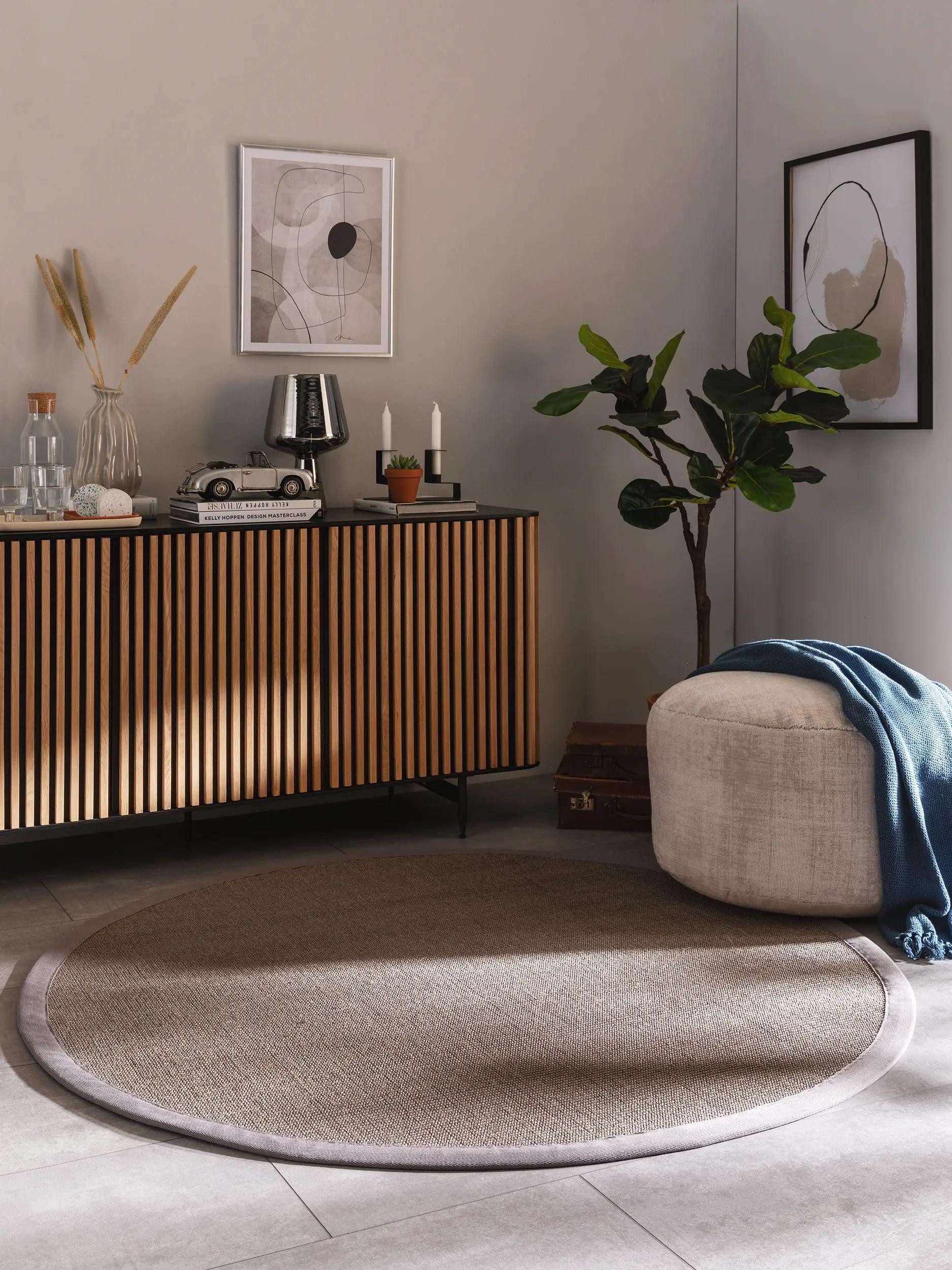 benuta Sisalteppich Sana, rund, Höhe: 5 mm, 100% Sisal Naturfaser, Teppich Wohnzimmer, Esszimmer, Schlafzimmer