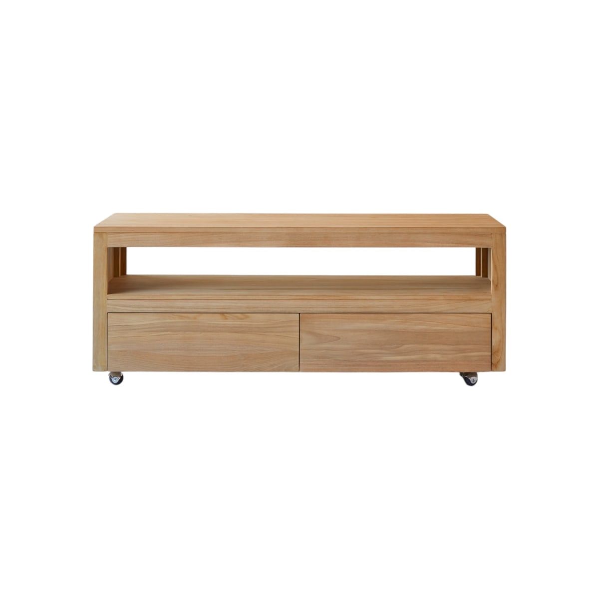 Tikamoon TV-Schrank TV Unterschrank Teak Teakholz Massivholz TV Sideboard Lowboard 140 Ne