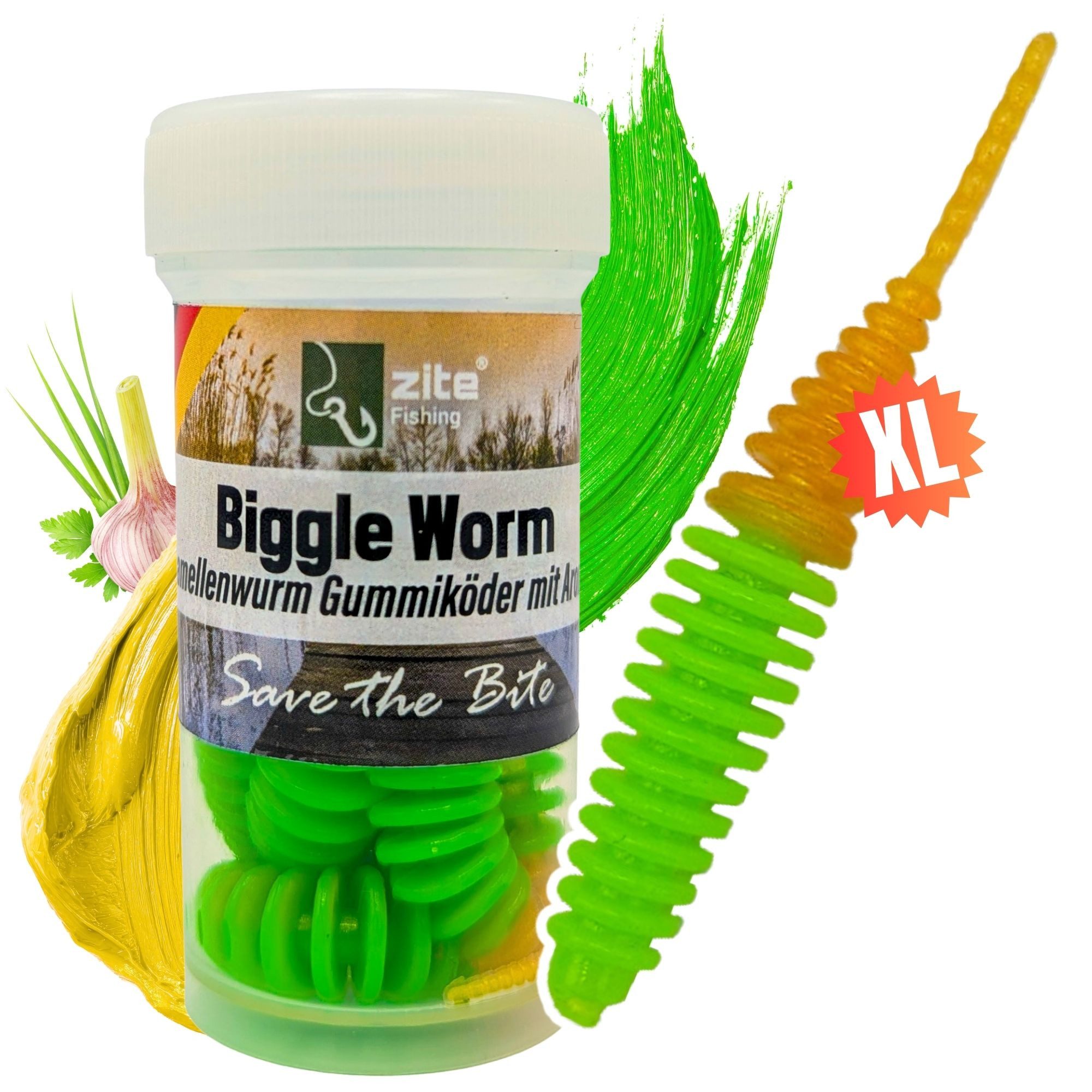 Kunstköder Biggle Worm 6,5 cm 8 Stück - Lamellenwurm fürs UL-Angeln - Gummiköder