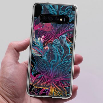 DeinDesign Handyhülle Neon Blumen bunt Neon Flower Power, Samsung Galaxy S10 Silikon Hülle Bumper Case Handy Schutzhülle