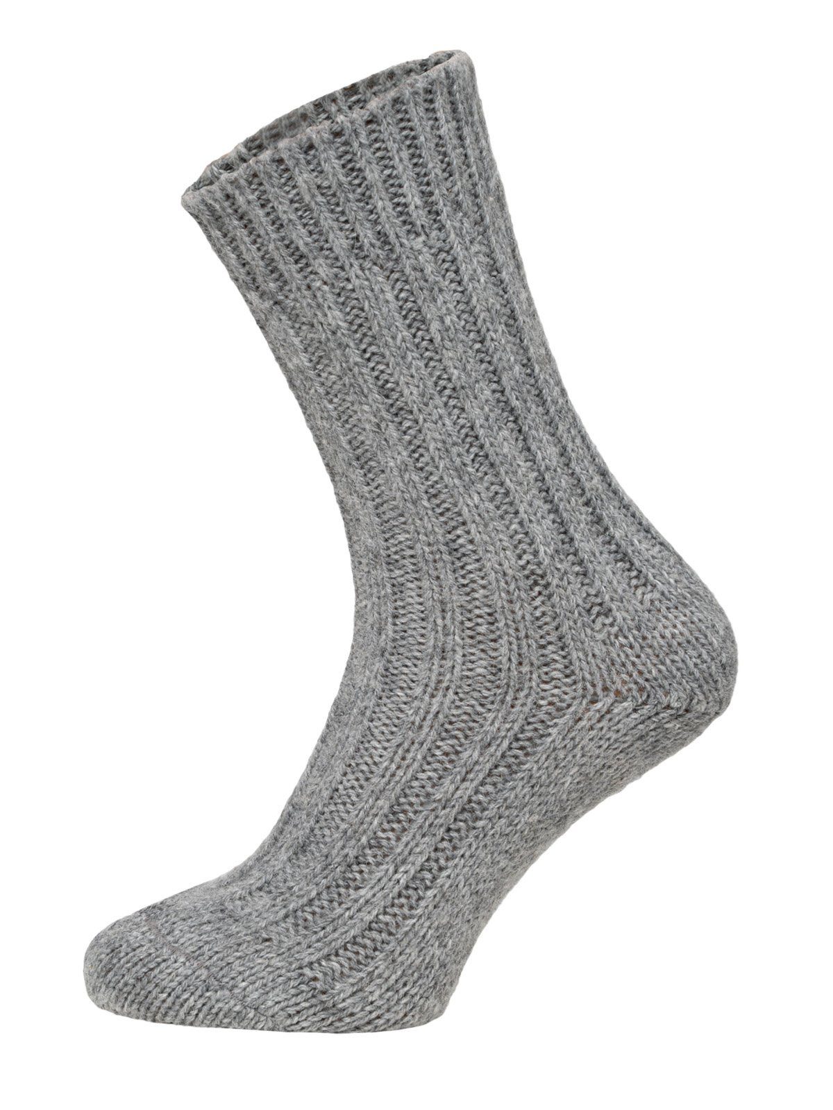 Socken Wollsocken Alpaka Natur hellgrau/anthrazitgrau - 2 Paar