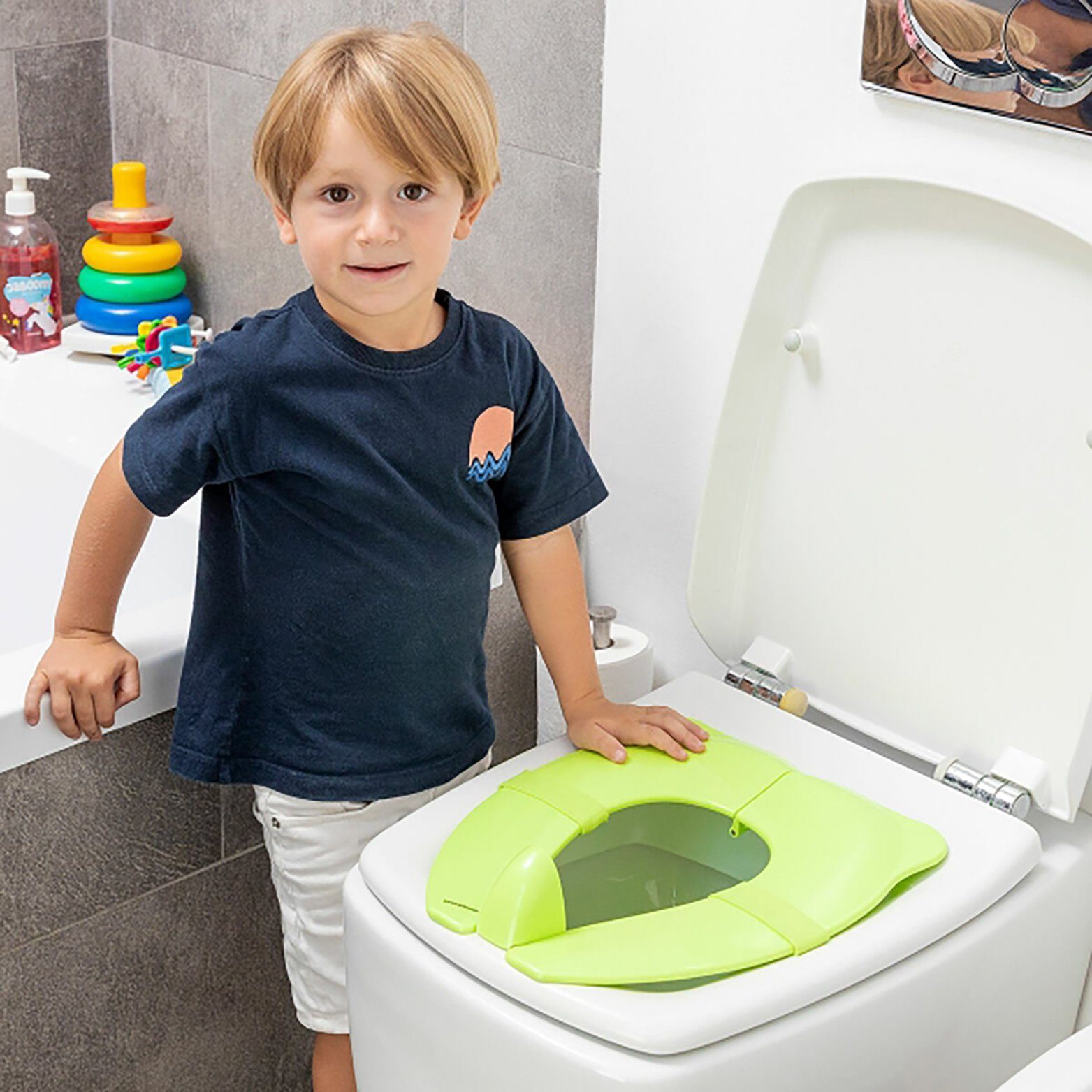 OOCOME Tragbarer Toilettensitz, klappbarer Toilettenstuhl Porta Potty  Notfall Auto Toilettenstuhl mit Deckel, Plastiktasche und Kunststoffring