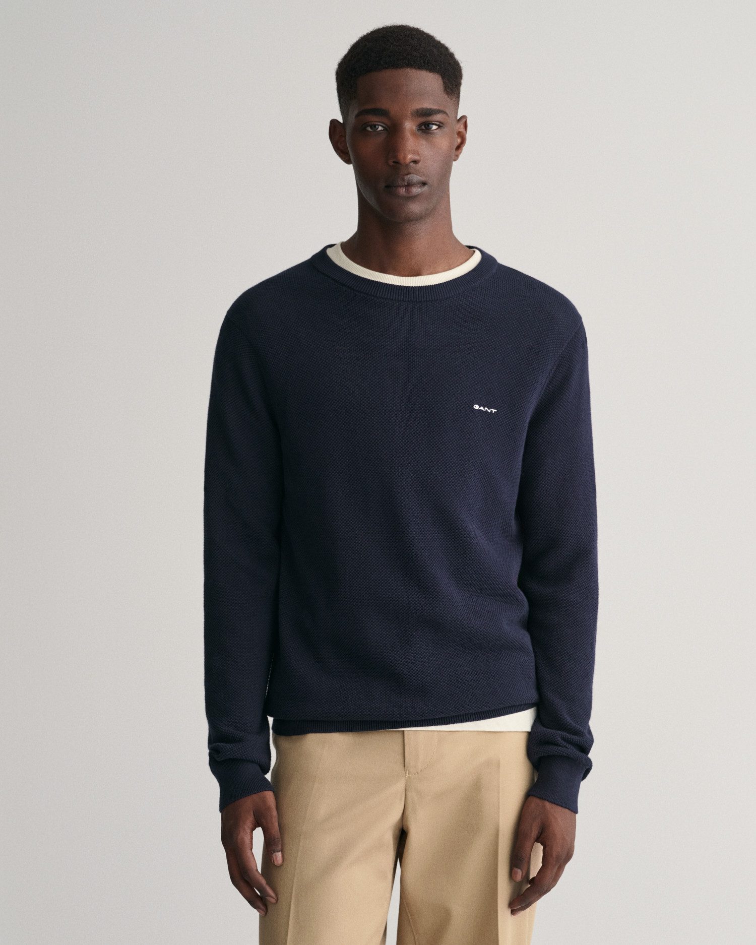 Gant Rundhalspullover COTTON PIQUE C-NECK mit günstig online kaufen