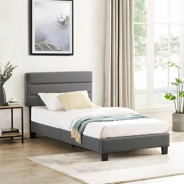 CARO-Möbel Polsterbett DESTINO, Polsterbett 90x200 cm Bett mit Kunstleder überzogen in grau modernes D
