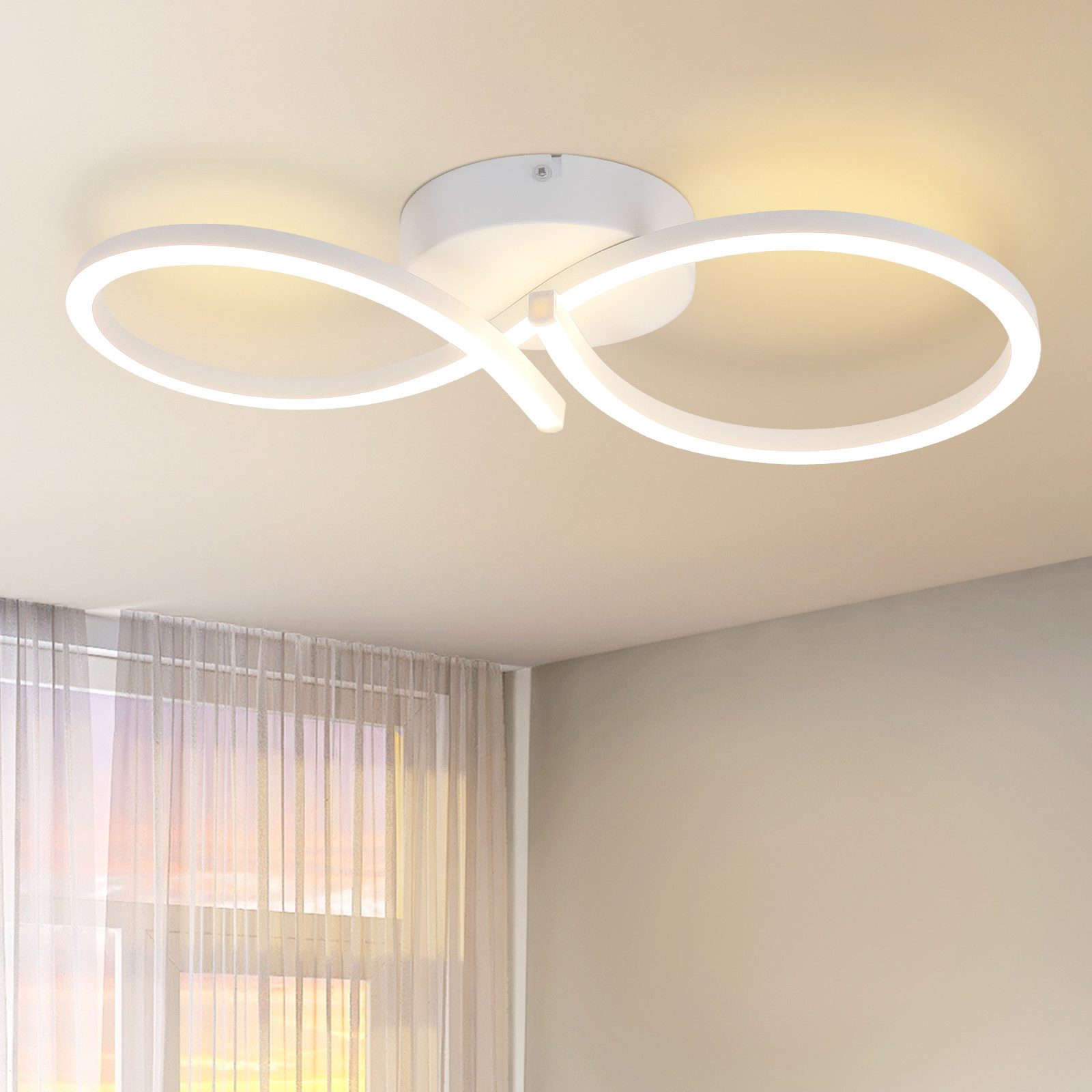 Nettlife LED Deckenleuchte Wohnzimmer 24W Modern Kreative Schwarz Küchenlampe 3000K Warmweiß, LED fest integriert, Warmweiß, Schlafzimmerlampe Flur Metall Deckenleuchten für Küche Büro