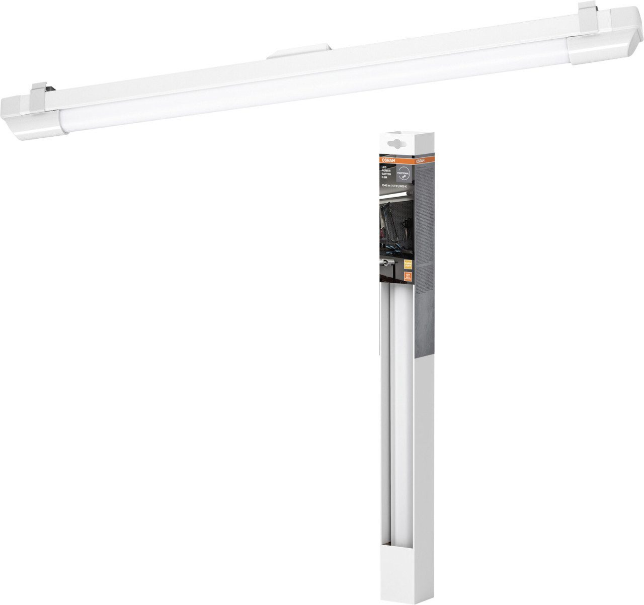 Osram Lichtleiste Osram LED Lichtleiste Power Batten weiß 60 cm 12 W, Inkl. Leuchtmittel, Nicht dimmbar ohne Bewegungsmelder