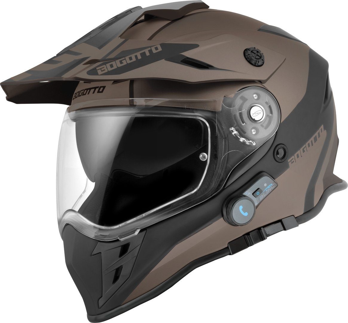 Bogotto Motocrosshelm H331 BT Tour EVO Bluetooth Enduro Helm, vorbereitet für Kommunikationssystem,integriertes Kommunikationss