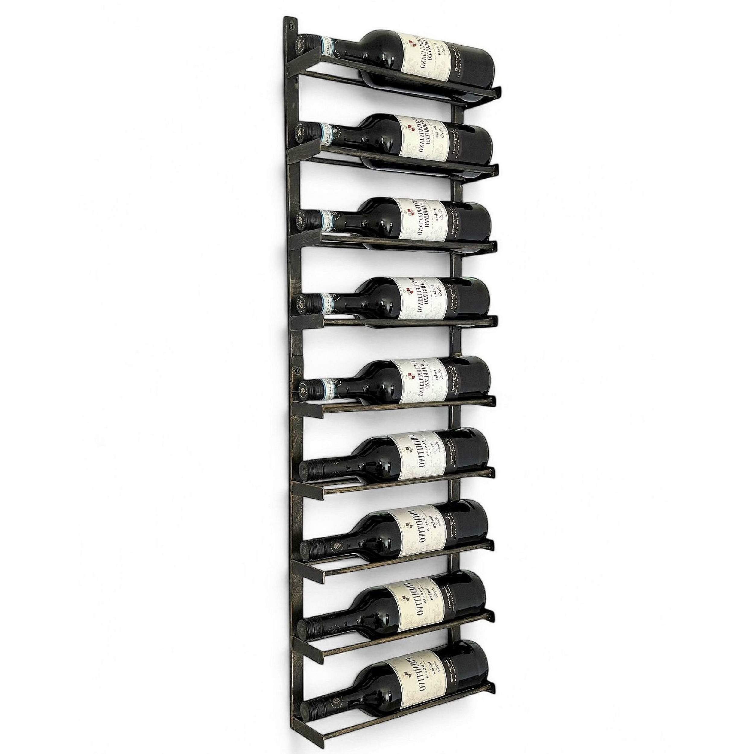 DanDiBo Weinregal Wand Metall Schwarz 240402 Flaschenregal Schmal Wandmontage, Wine Rack Weinflaschenhalter Weinhalter Flaschenhalter 9 Flaschen