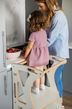 Rainbow Kids Kinder-Küchenset Montessori Stationärer Kitchenhelper mit Tritthocker Geschenk, Made in EU