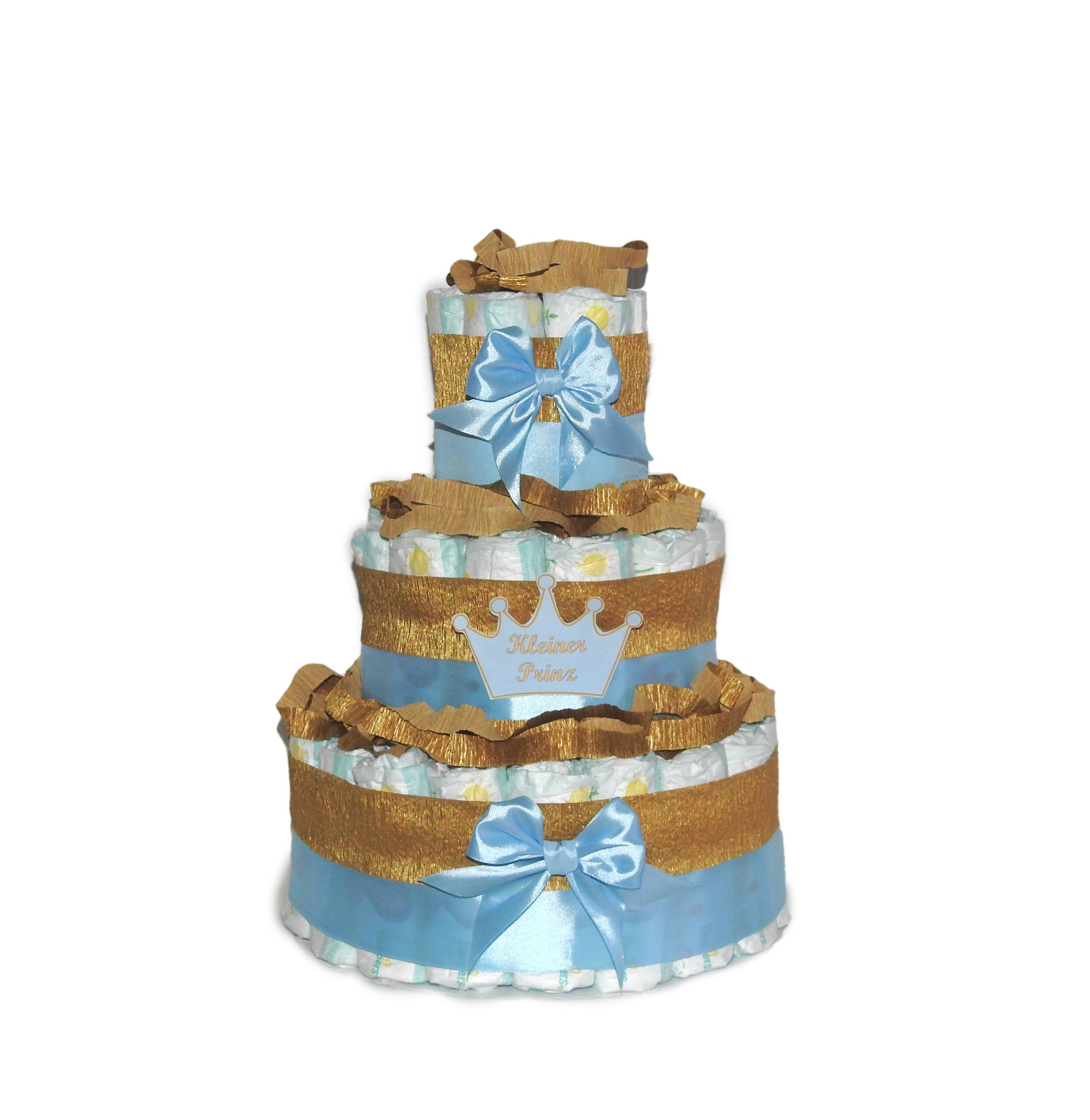 Geschenketorten-Gebhardt Windeln Windeltorte, Geschenk zur Geburt, Windelgeschenk für Jungen, Prinz, Windelgeschenk zur Geburt eines kleinen Jungen