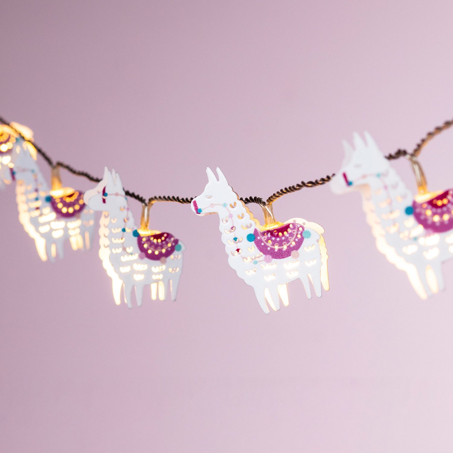 Lights4fun LED-Lichterkette 10er Lama Lichterkette Kinderzimmer