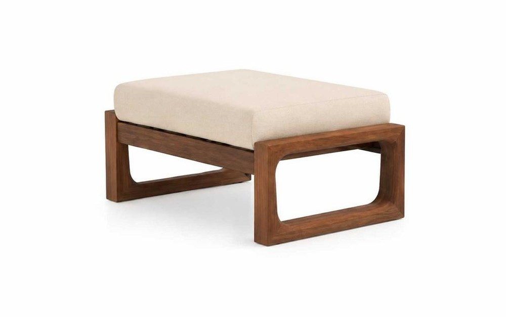 Xlmoebel Hocker Hocker Beige Polsterhocker Braun Holzgestell Wohnzimmer (Hocker, 1 St., 1-tlg), Modernes Design