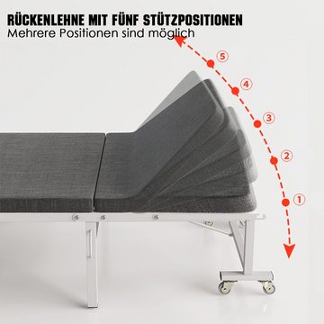 GLIESE Klappbett Sonnenliege für den Garten, tragbares Outdoor-Camping-Klappbett