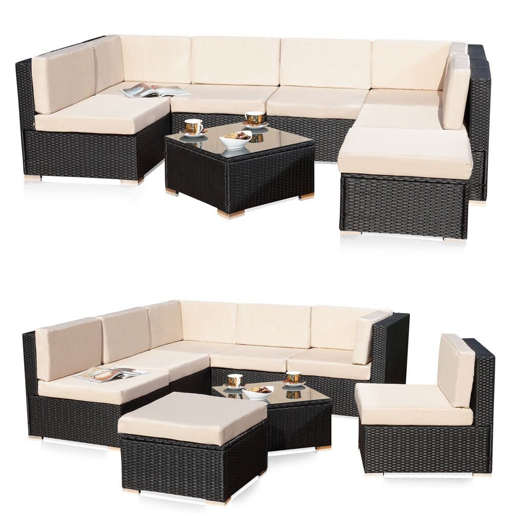 Garten-Essgruppe Gartensitzgruppe Terrassenmöbel Polyrattan Lounge versch. Farben