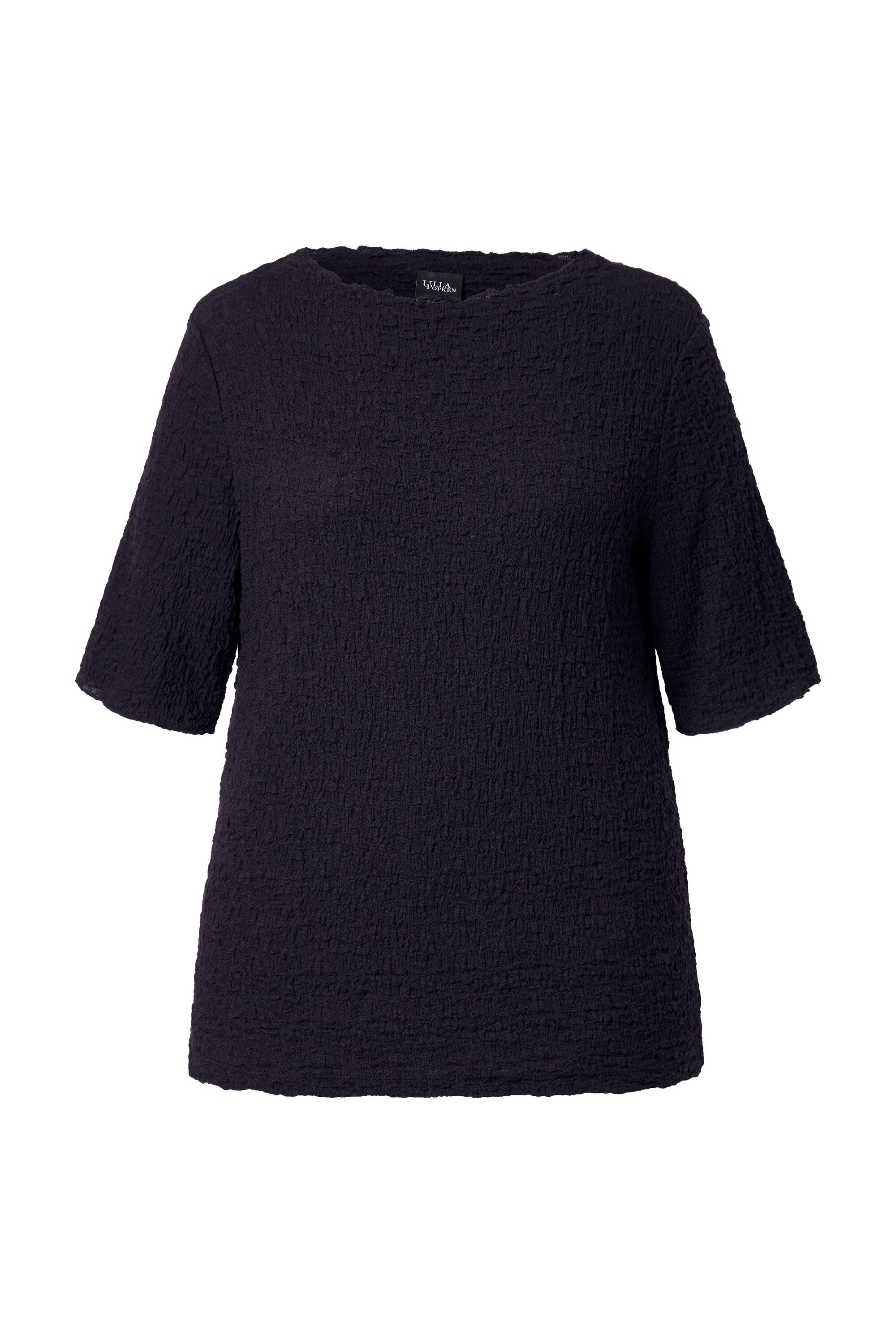 Ulla Popken T-Shirt T-Shirt Struktur Regular Rundhals Halbarm günstig online kaufen