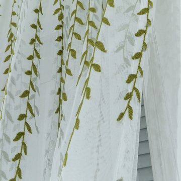 Vorhang 2-Paar Vorhang Gardinen mit Ösen,Transparent Gardinenschals, XDeer