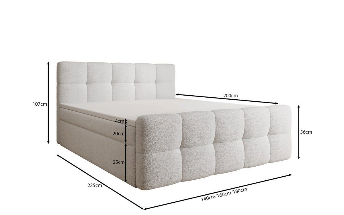 Luxusbetten24 Boxspringbett Cozy in Teddy Bouclé, mit Stauraum, inklusive Topper – Bild 5 von 5
