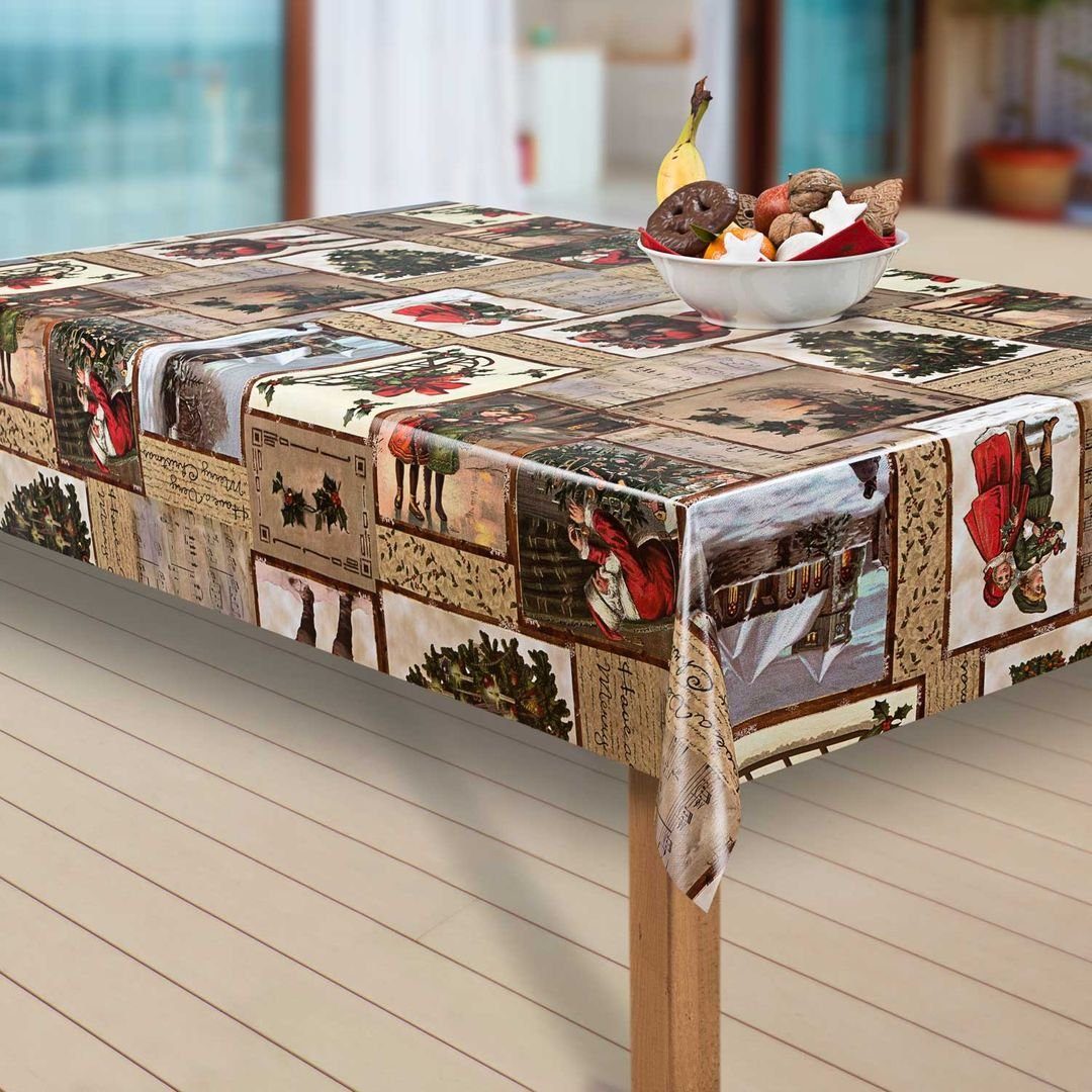 laro Tischdecke Wachstuch-Tischdecken Abwaschbar Weihnachten Santa rechteck günstig online kaufen