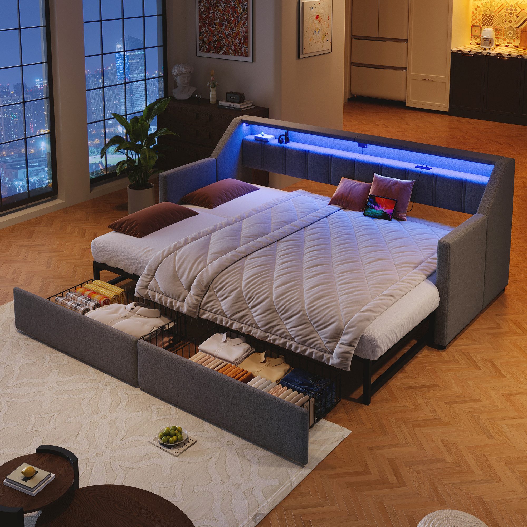 Flieks Daybett, Polsterbett 90/180x200cm mit USB-Aufladen, günstig online kaufen